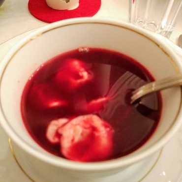 Red beetroot soup with dumplings - barszcz czerwony